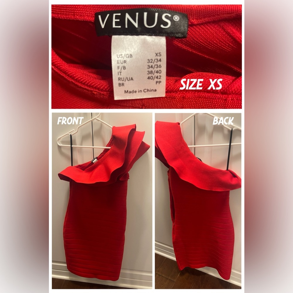 VENUS Red One Shoulder Dress